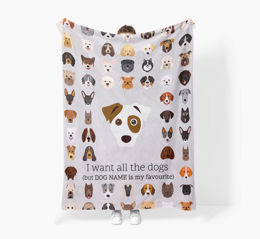 'All The Dogs' - Personalized {breedFullName} Blanket: Premium Sherpa Fleece