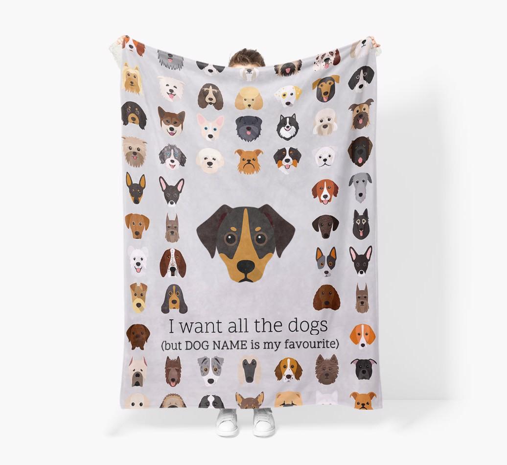 'All The Dogs' - Personalized {breedFullName} Blanket: Premium Sherpa Fleece