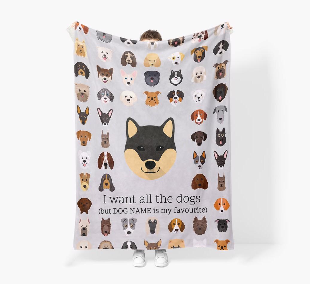 'All The Dogs' - Personalized {breedFullName} Blanket: Premium Sherpa Fleece