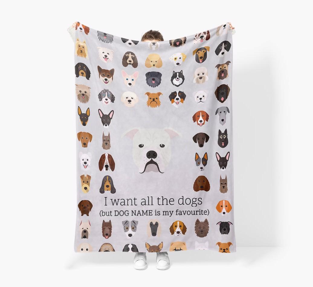 'All The Dogs' - Personalized {breedFullName} Blanket: Premium Sherpa Fleece