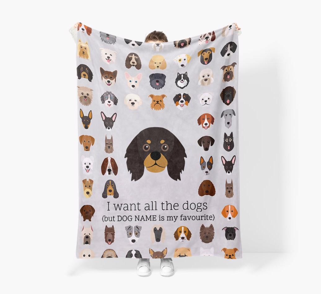 'All The Dogs' - Personalized {breedFullName} Blanket: Premium Sherpa Fleece