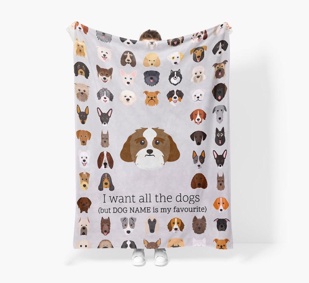 'All The Dogs' - Personalized {breedFullName} Blanket: Premium Sherpa Fleece