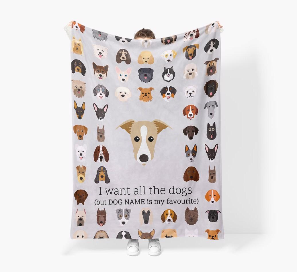 'All The Dogs' - Personalized {breedFullName} Blanket: Premium Sherpa Fleece