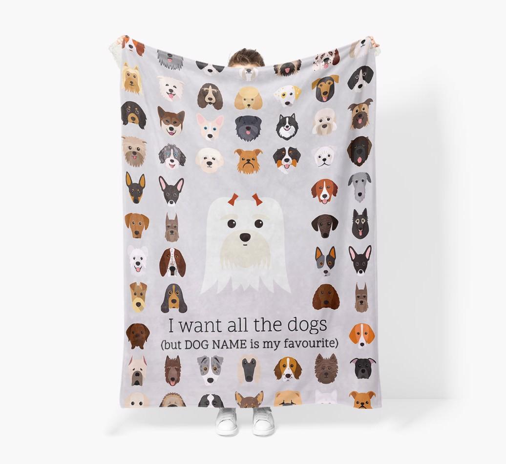 'All The Dogs' - Personalized {breedFullName} Blanket: Premium Sherpa Fleece