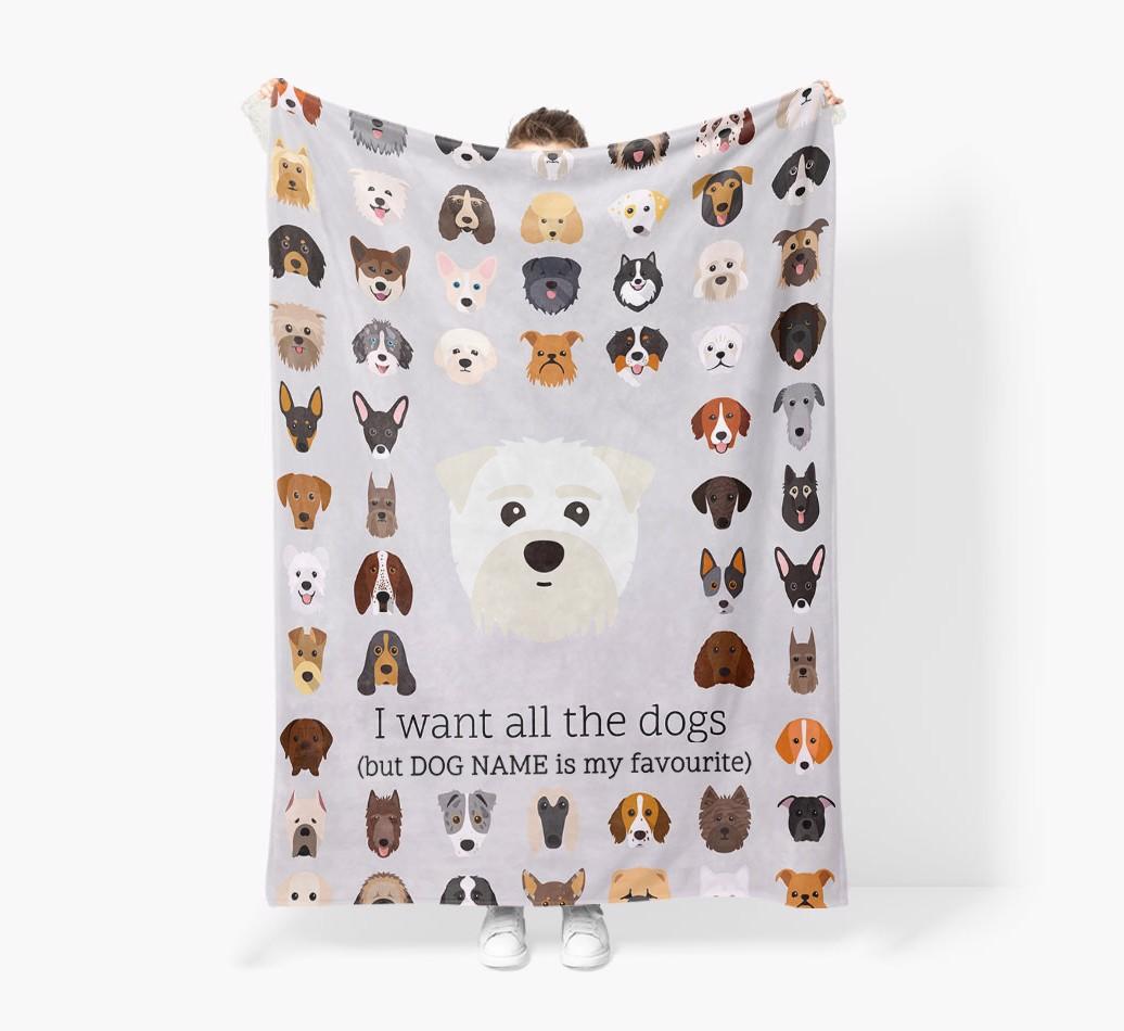 'All The Dogs' - Personalized {breedFullName} Blanket: Premium Sherpa Fleece