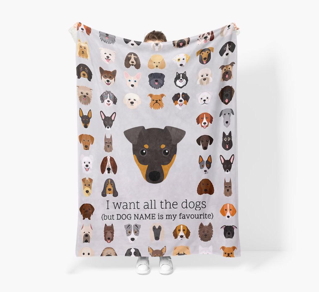 'All The Dogs' - Personalized {breedFullName} Blanket: Premium Sherpa Fleece