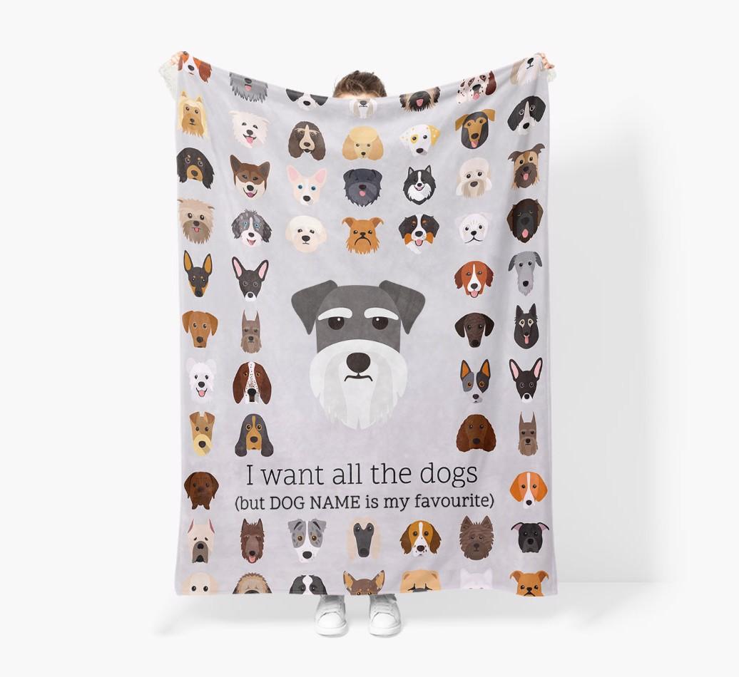 'All The Dogs' - Personalized {breedFullName} Blanket: Premium Sherpa Fleece
