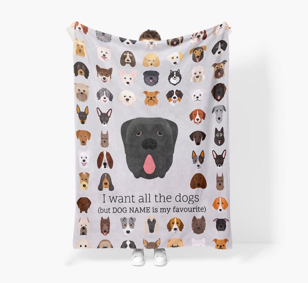 'All The Dogs' - Personalized {breedFullName} Blanket: Premium Sherpa Fleece