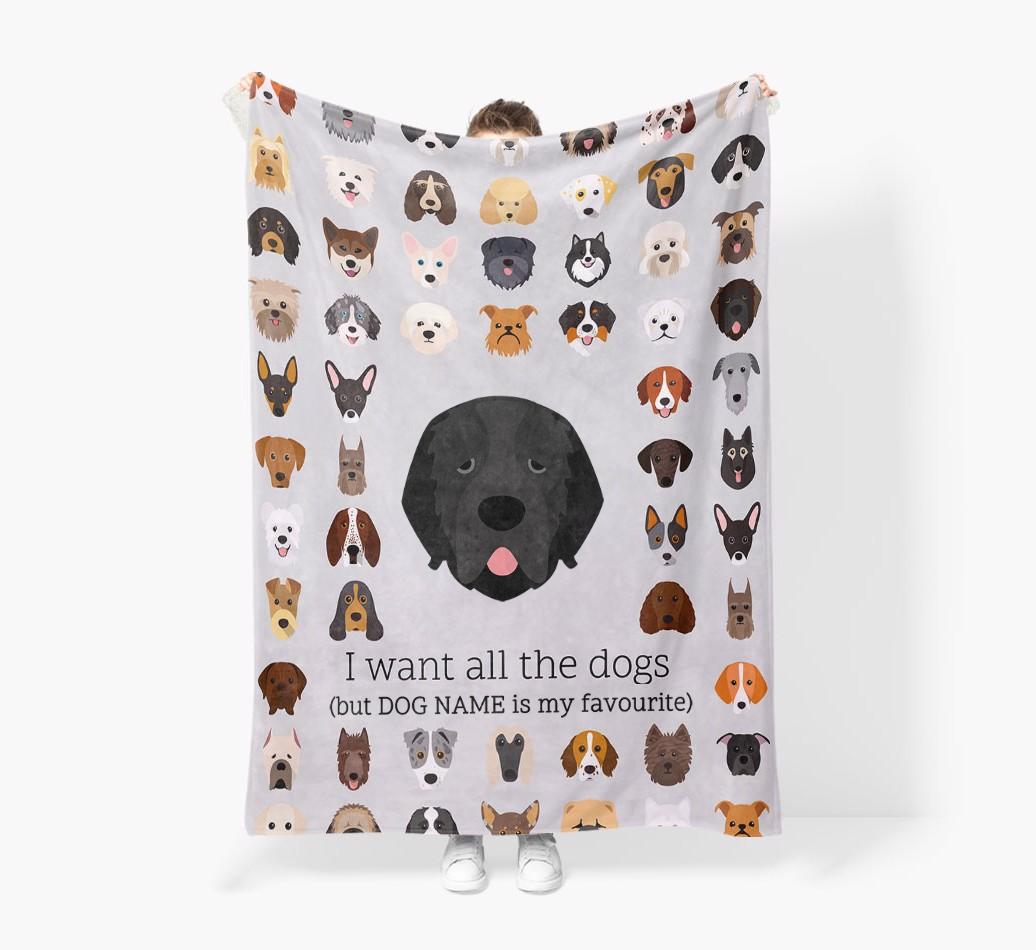 'All The Dogs' - Personalized {breedFullName} Blanket: Premium Sherpa Fleece