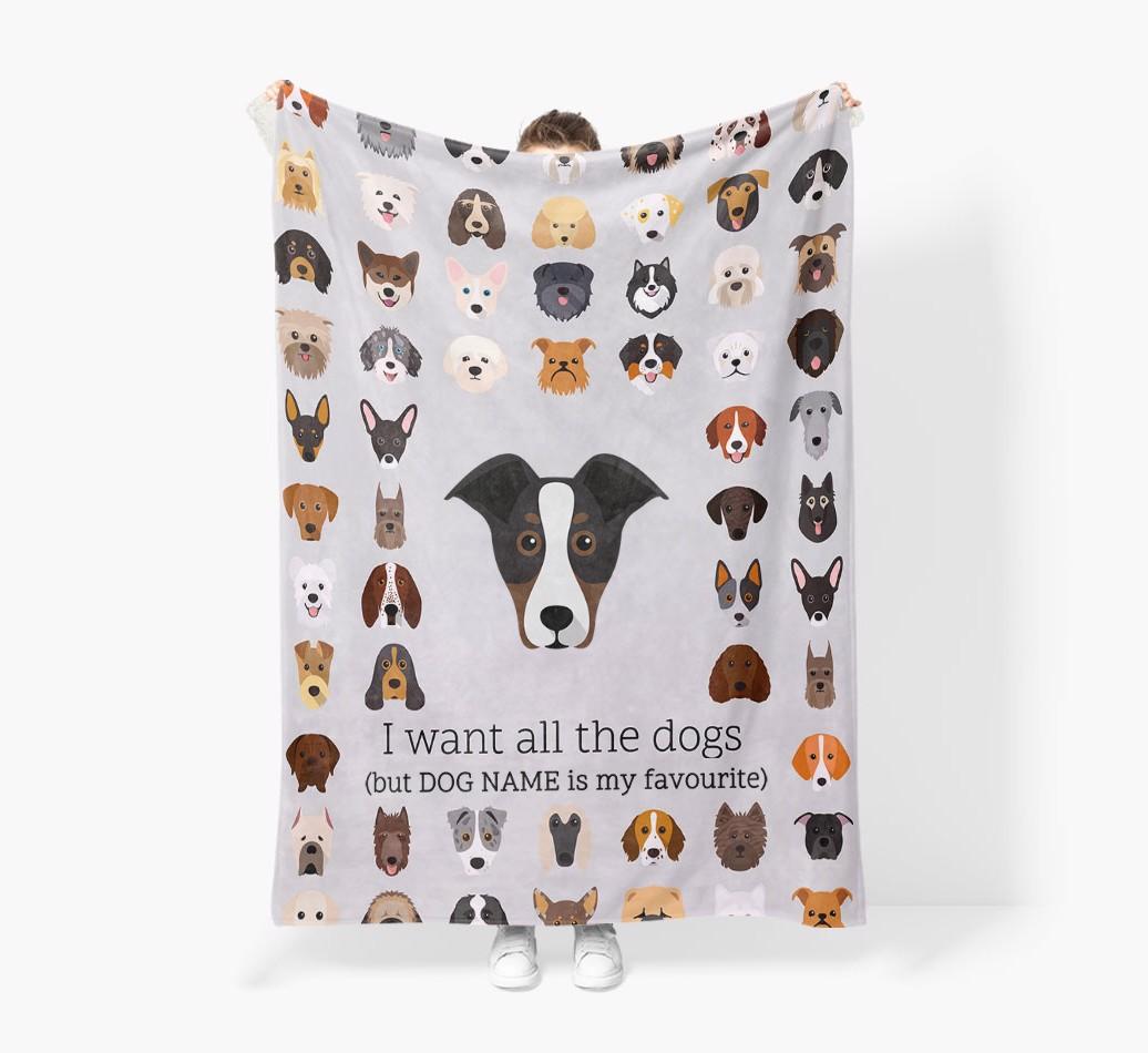 'All The Dogs' - Personalized {breedFullName} Blanket: Premium Sherpa Fleece