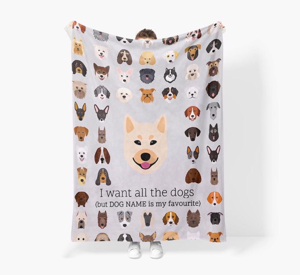 'All The Dogs' - Personalized {breedFullName} Blanket: Premium Sherpa Fleece