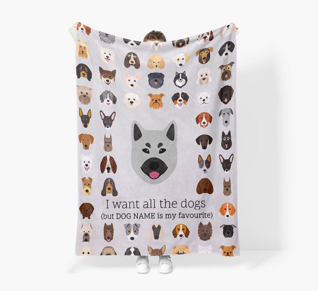 'All The Dogs' - Personalized {breedFullName} Blanket: Premium Sherpa Fleece