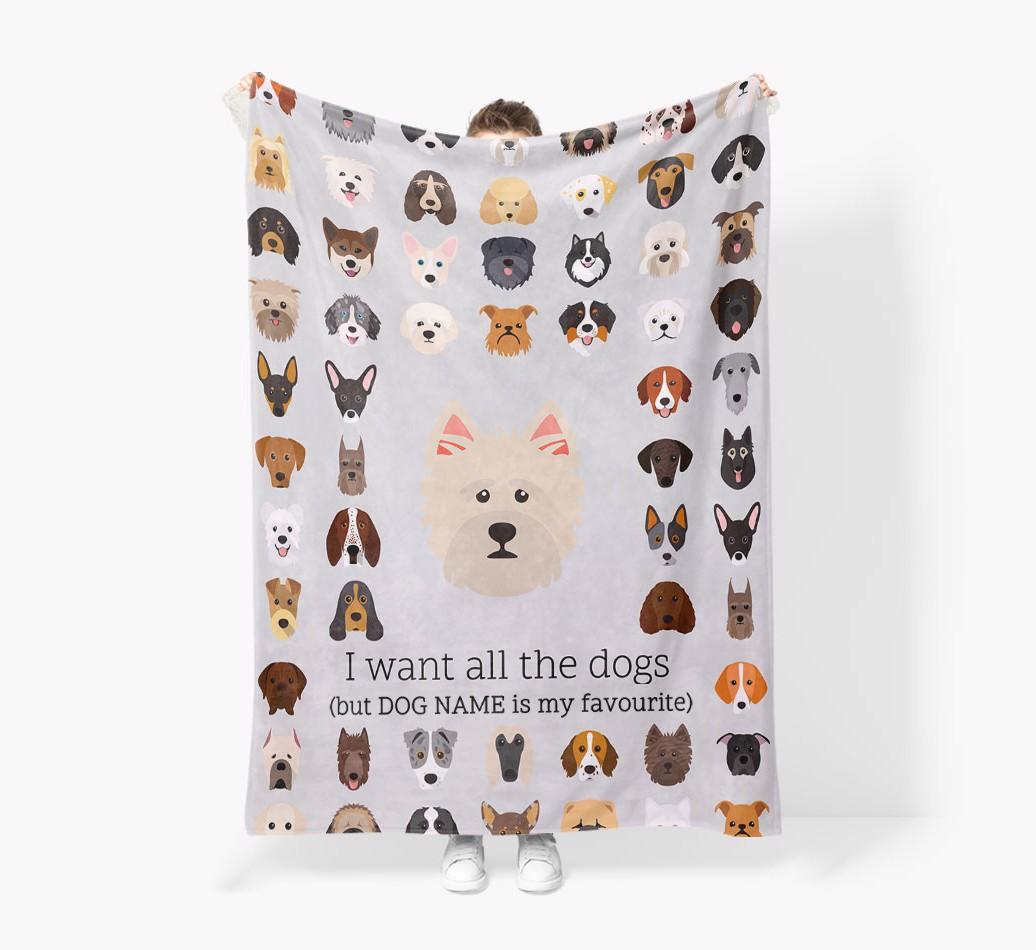 'All The Dogs' - Personalized {breedFullName} Blanket: Premium Sherpa Fleece