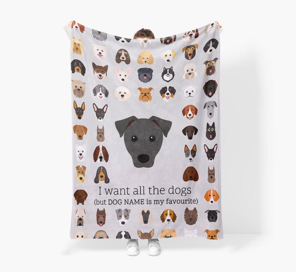 'All The Dogs' - Personalized {breedFullName} Blanket: Premium Sherpa Fleece
