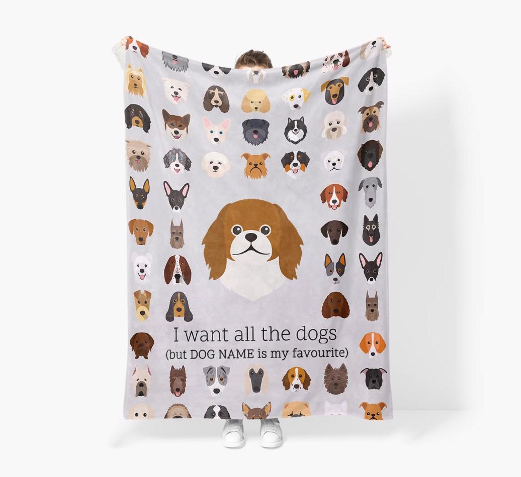 'All The Dogs' - Personalized {breedFullName} Blanket: Premium Sherpa Fleece