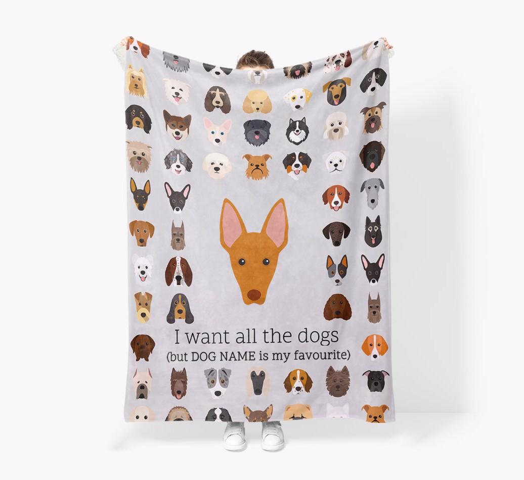 'All The Dogs' - Personalised Sherpa Fleece Blanket with {breedFullName} Yappicon