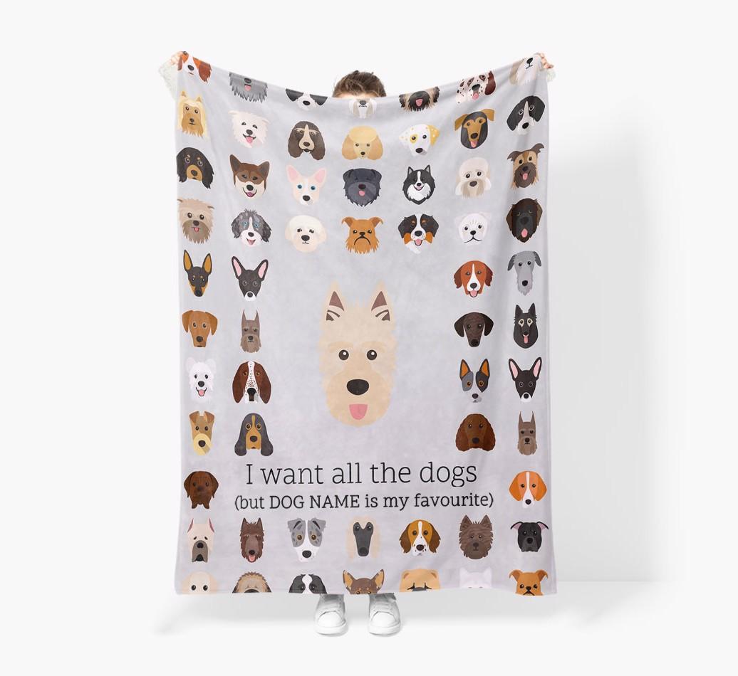 'All The Dogs' - Personalized {breedFullName} Blanket: Premium Sherpa Fleece
