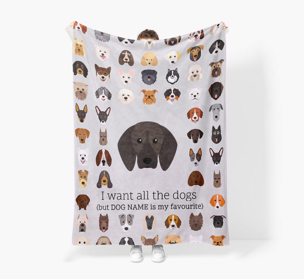 'All The Dogs' - Personalized {breedFullName} Blanket: Premium Sherpa Fleece