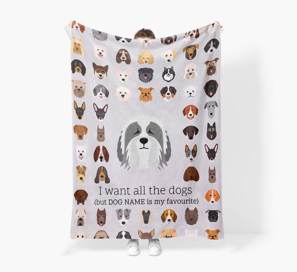 'All The Dogs' - Personalized {breedFullName} Blanket: Premium Sherpa Fleece