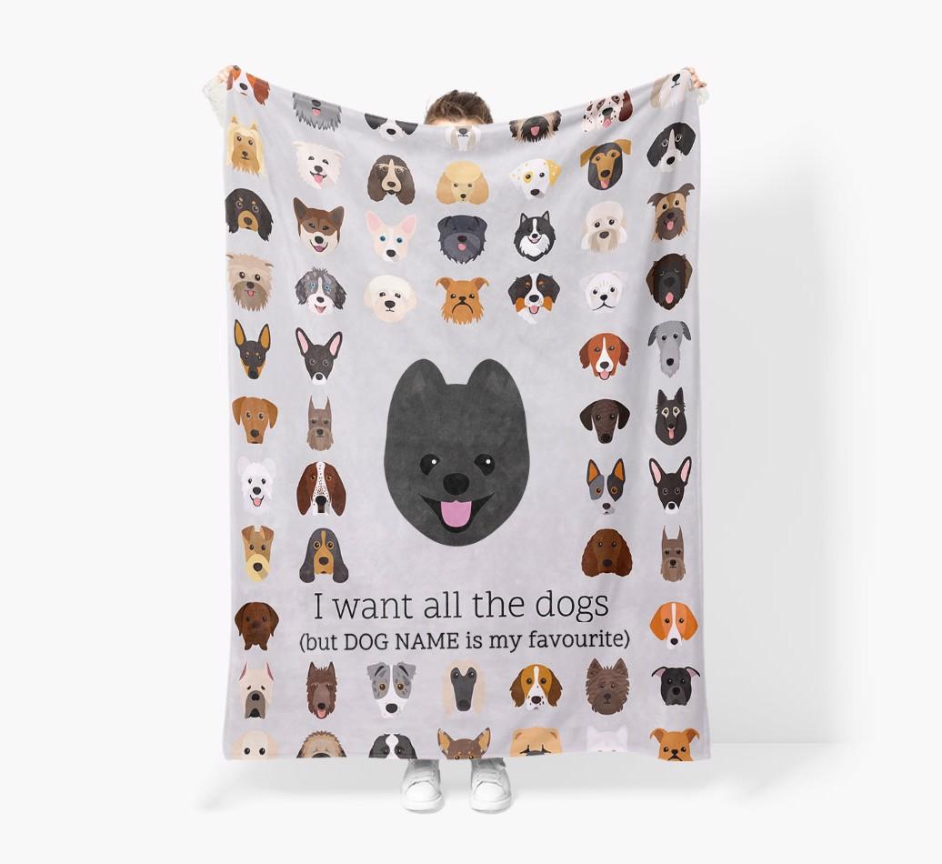 'All The Dogs' - Personalized {breedFullName} Blanket: Premium Sherpa Fleece