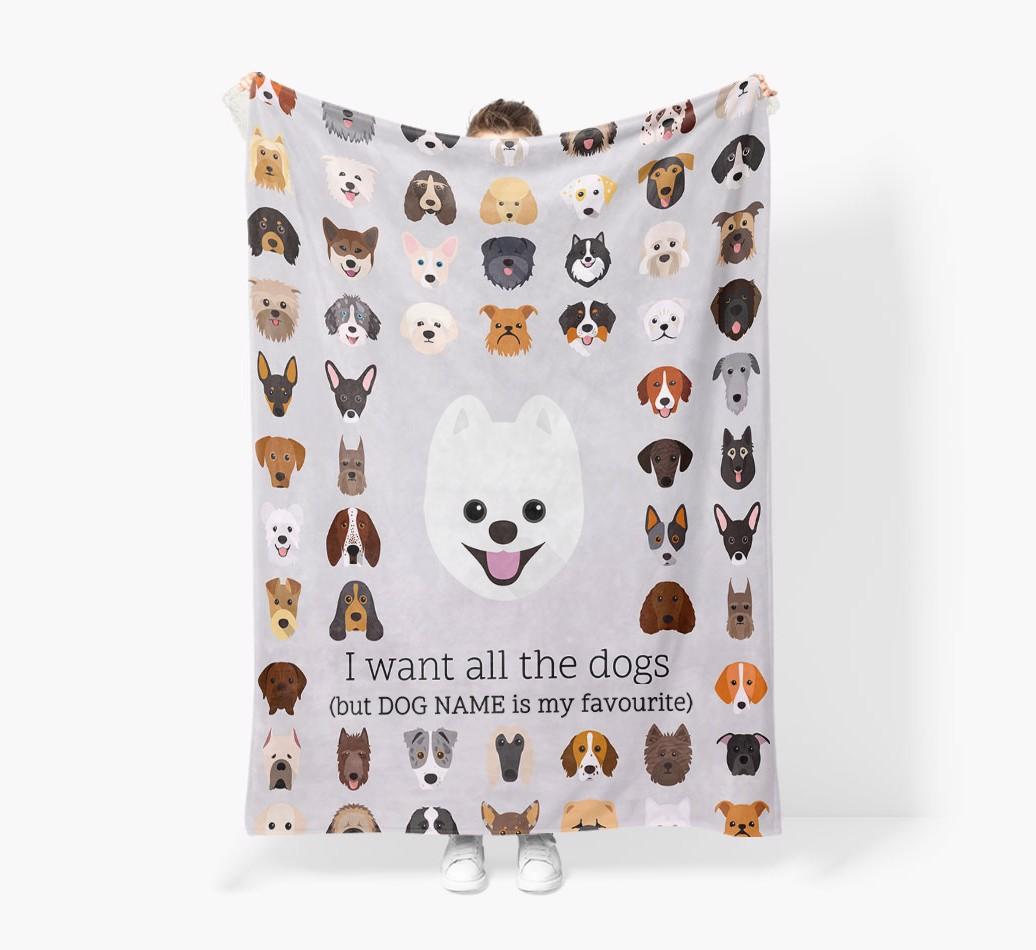'All The Dogs' - Personalized {breedFullName} Blanket: Premium Sherpa Fleece