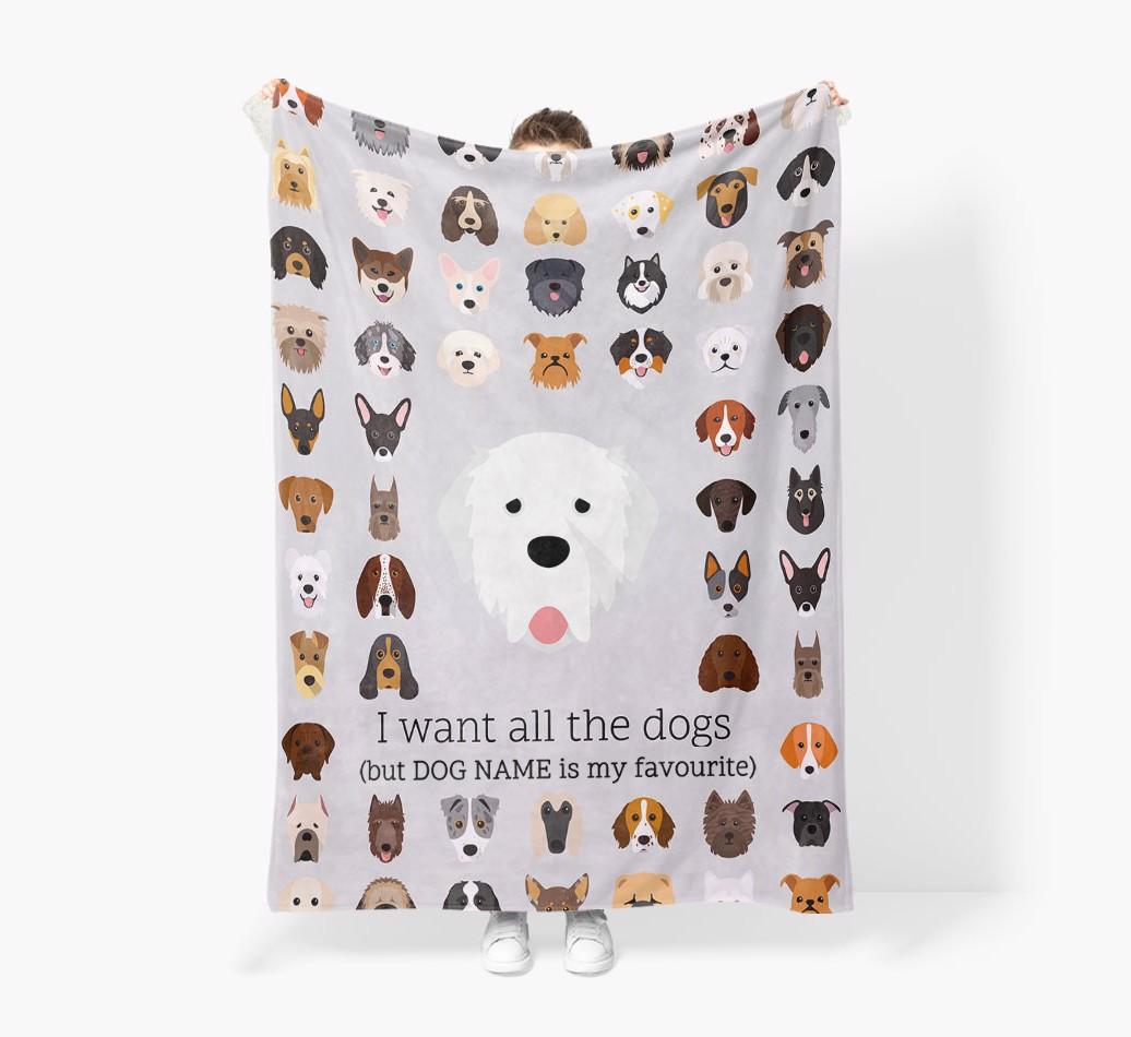 'All The Dogs' - Personalized {breedFullName} Blanket: Premium Sherpa Fleece
