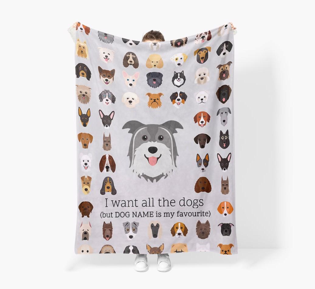 'All The Dogs' - Personalized {breedFullName} Blanket: Premium Sherpa Fleece
