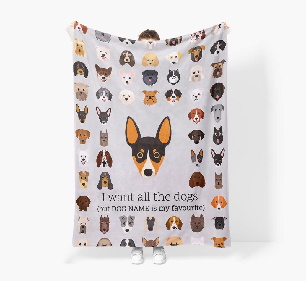 'All The Dogs' - Personalized {breedFullName} Blanket: Premium Sherpa Fleece