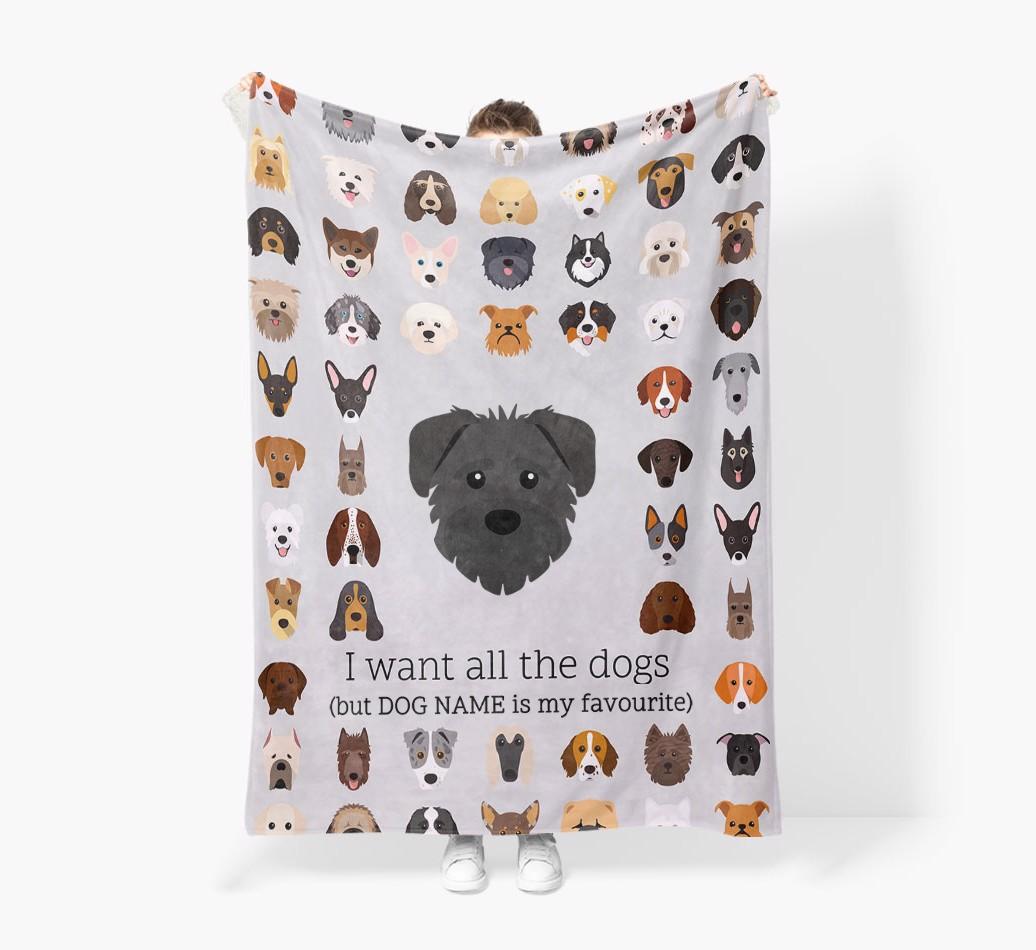 'All The Dogs' - Personalized {breedFullName} Blanket: Premium Sherpa Fleece