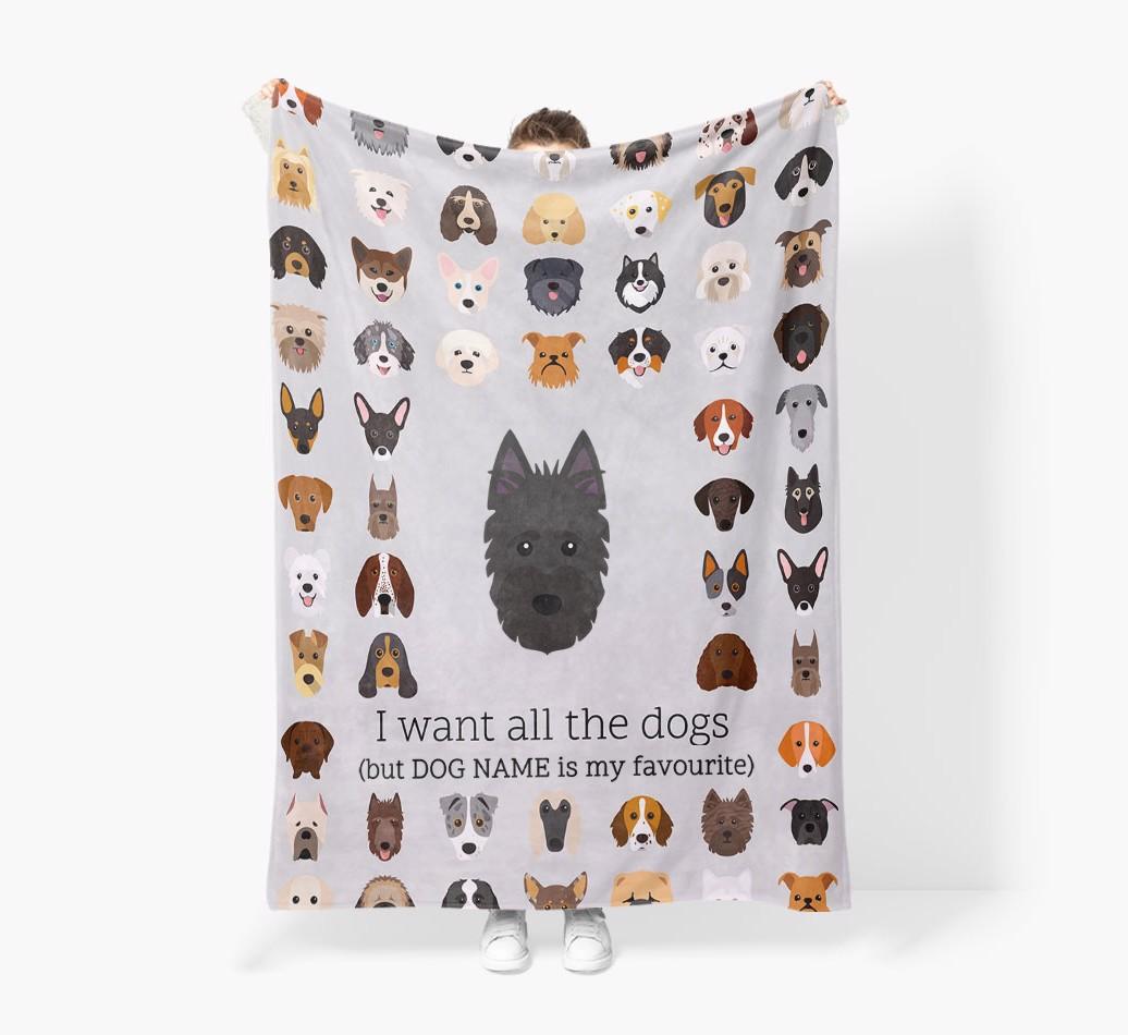 'All The Dogs' - Personalized {breedFullName} Blanket: Premium Sherpa Fleece