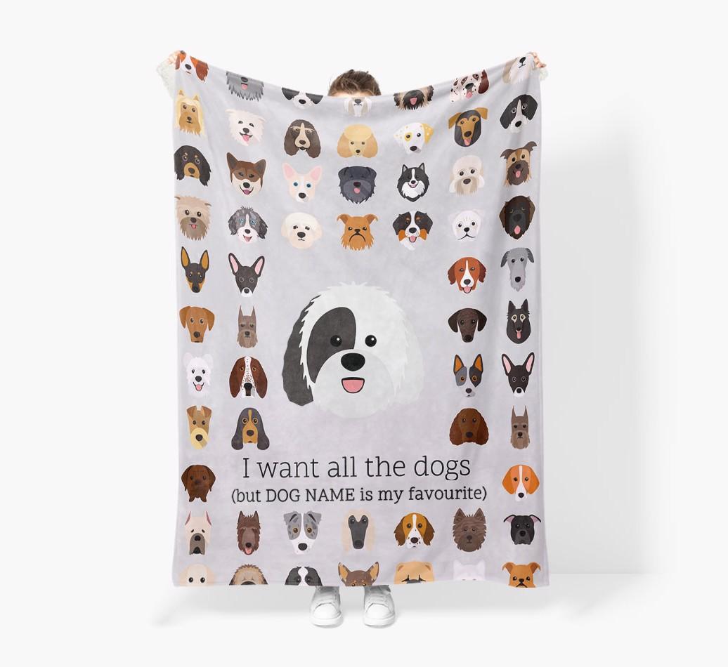 'All The Dogs' - Personalized {breedFullName} Blanket: Premium Sherpa Fleece