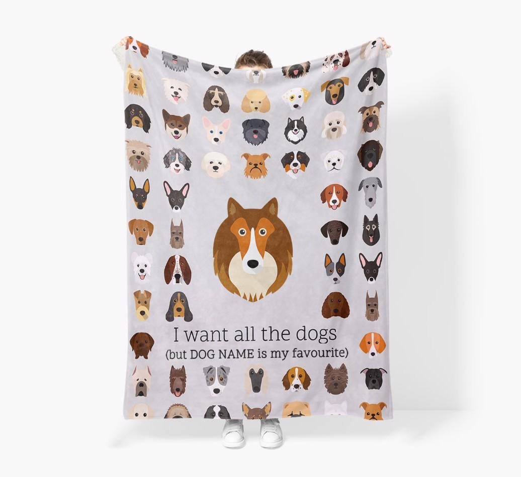 'All The Dogs' - Personalized {breedFullName} Blanket: Premium Sherpa Fleece
