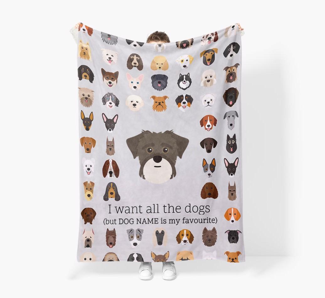 'All The Dogs' - Personalized {breedFullName} Blanket: Premium Sherpa Fleece