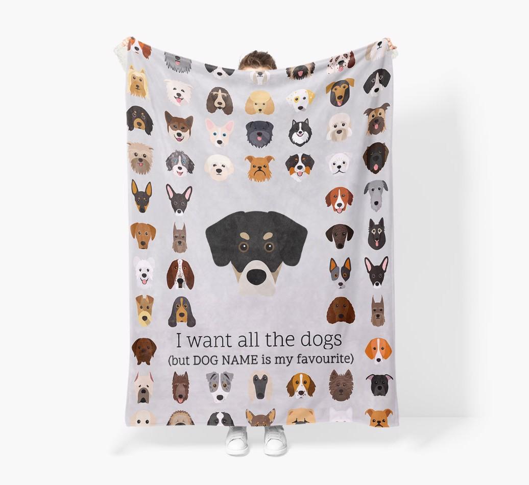 'All The Dogs' - Personalized {breedFullName} Blanket: Premium Sherpa Fleece