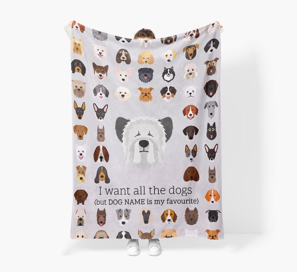 'All The Dogs' - Personalized {breedFullName} Blanket: Premium Sherpa Fleece
