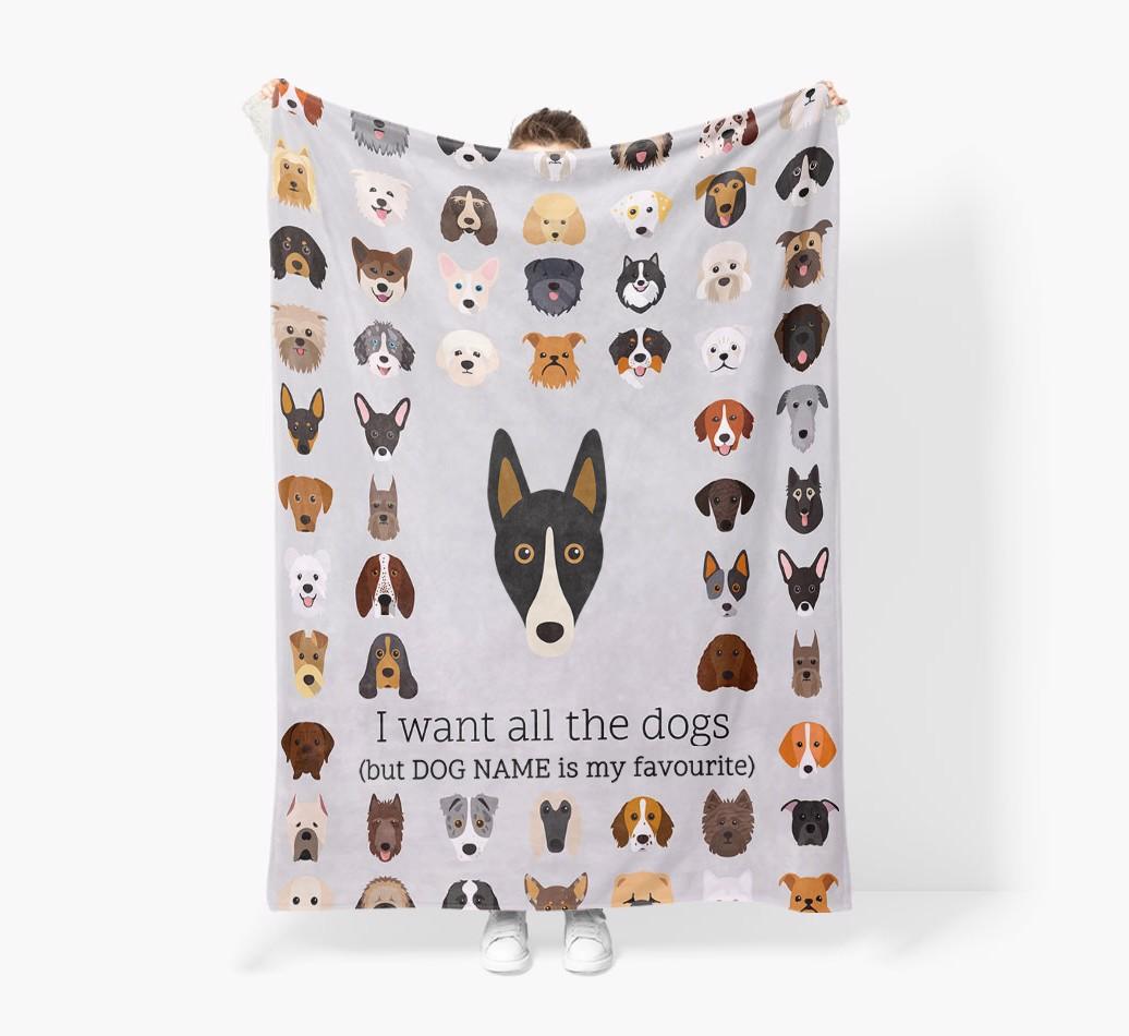 'All The Dogs' - Personalized {breedFullName} Blanket: Premium Sherpa Fleece