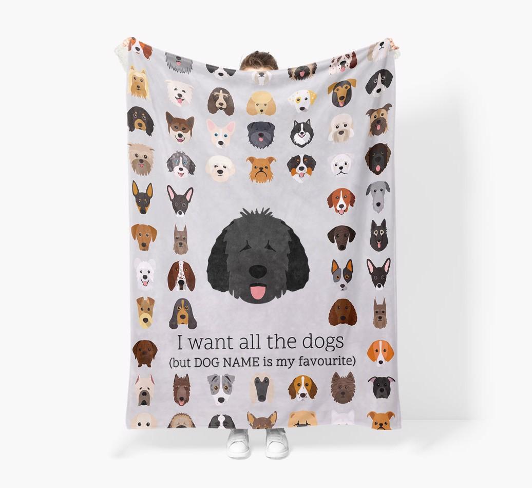 'All The Dogs' - Personalized {breedFullName} Blanket: Premium Sherpa Fleece
