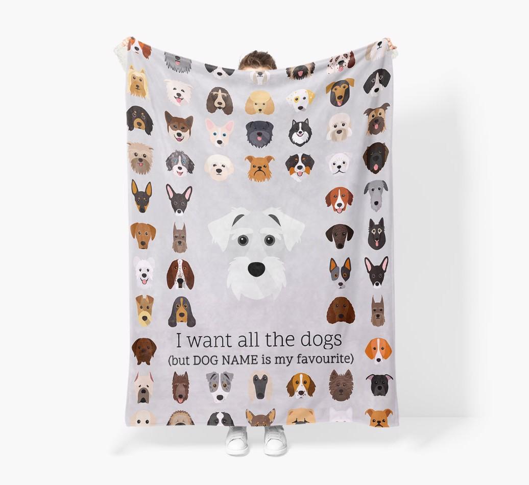 'All The Dogs' - Personalized {breedFullName} Blanket: Premium Sherpa Fleece