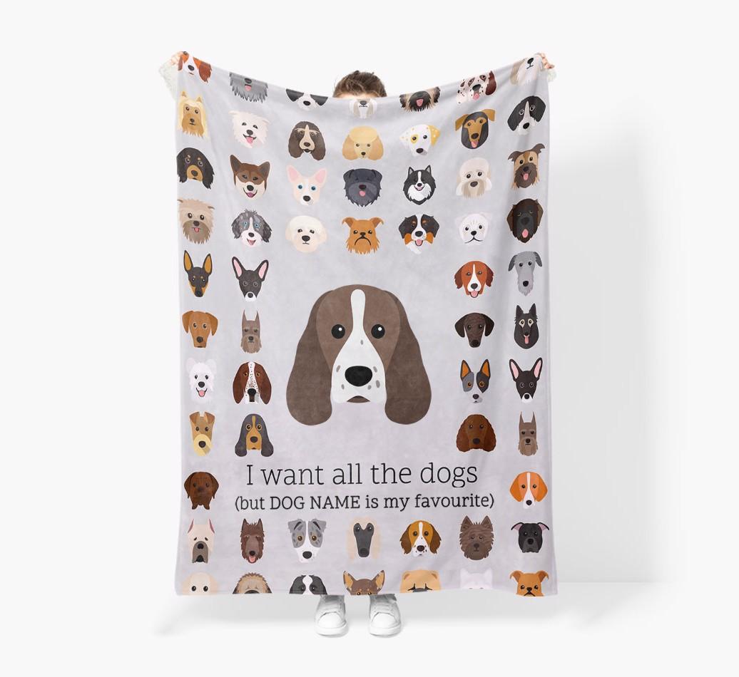 'All The Dogs' - Personalized {breedFullName} Blanket: Premium Sherpa Fleece
