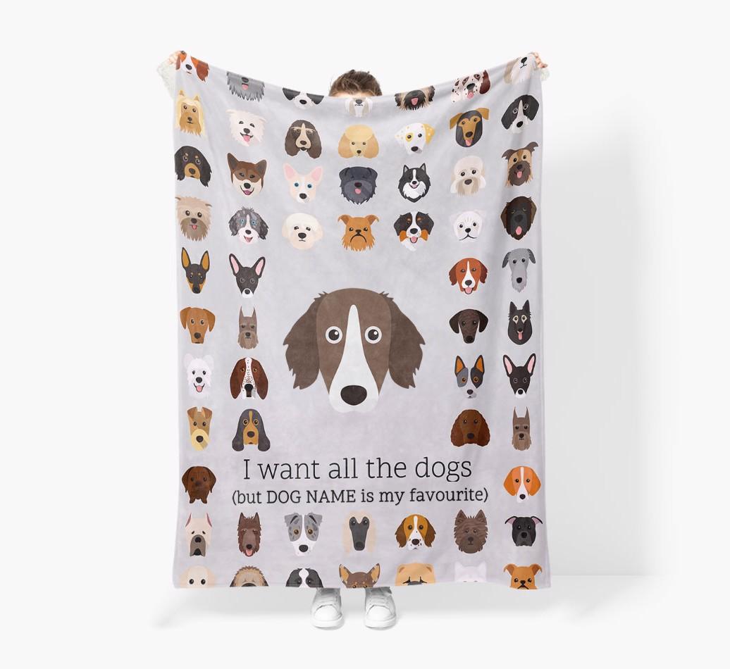 'All The Dogs' - Personalized {breedFullName} Blanket: Premium Sherpa Fleece
