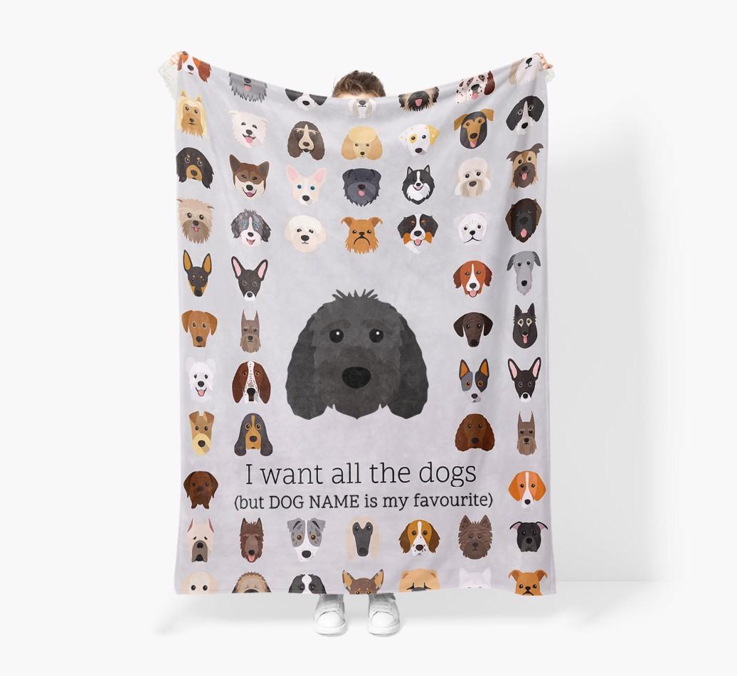 'All The Dogs' - Personalized {breedFullName} Blanket: Premium Sherpa Fleece