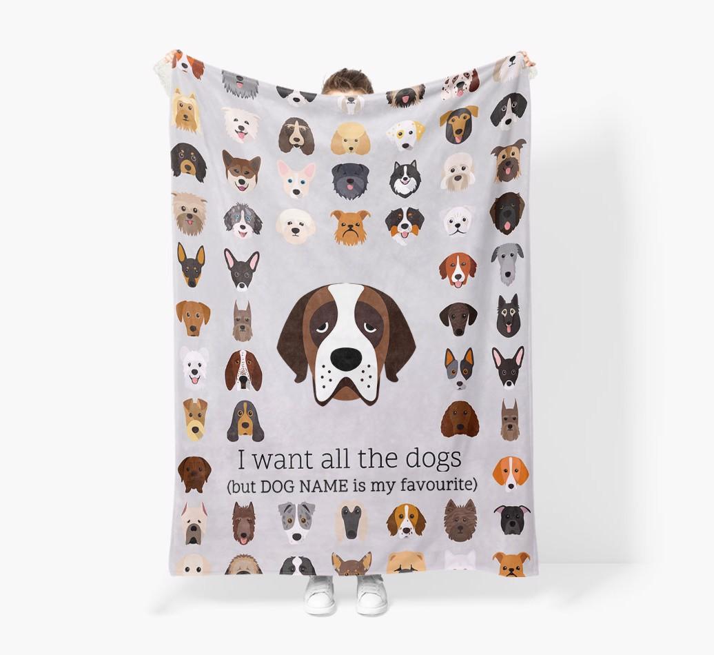 'All The Dogs' - Personalized {breedFullName} Blanket: Premium Sherpa Fleece