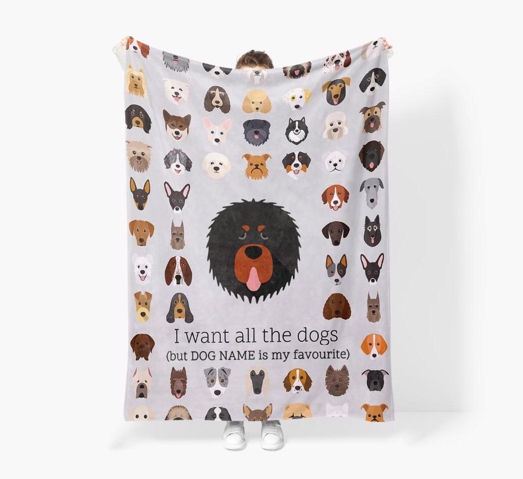 'All The Dogs' - Personalized {breedFullName} Blanket: Premium Sherpa Fleece