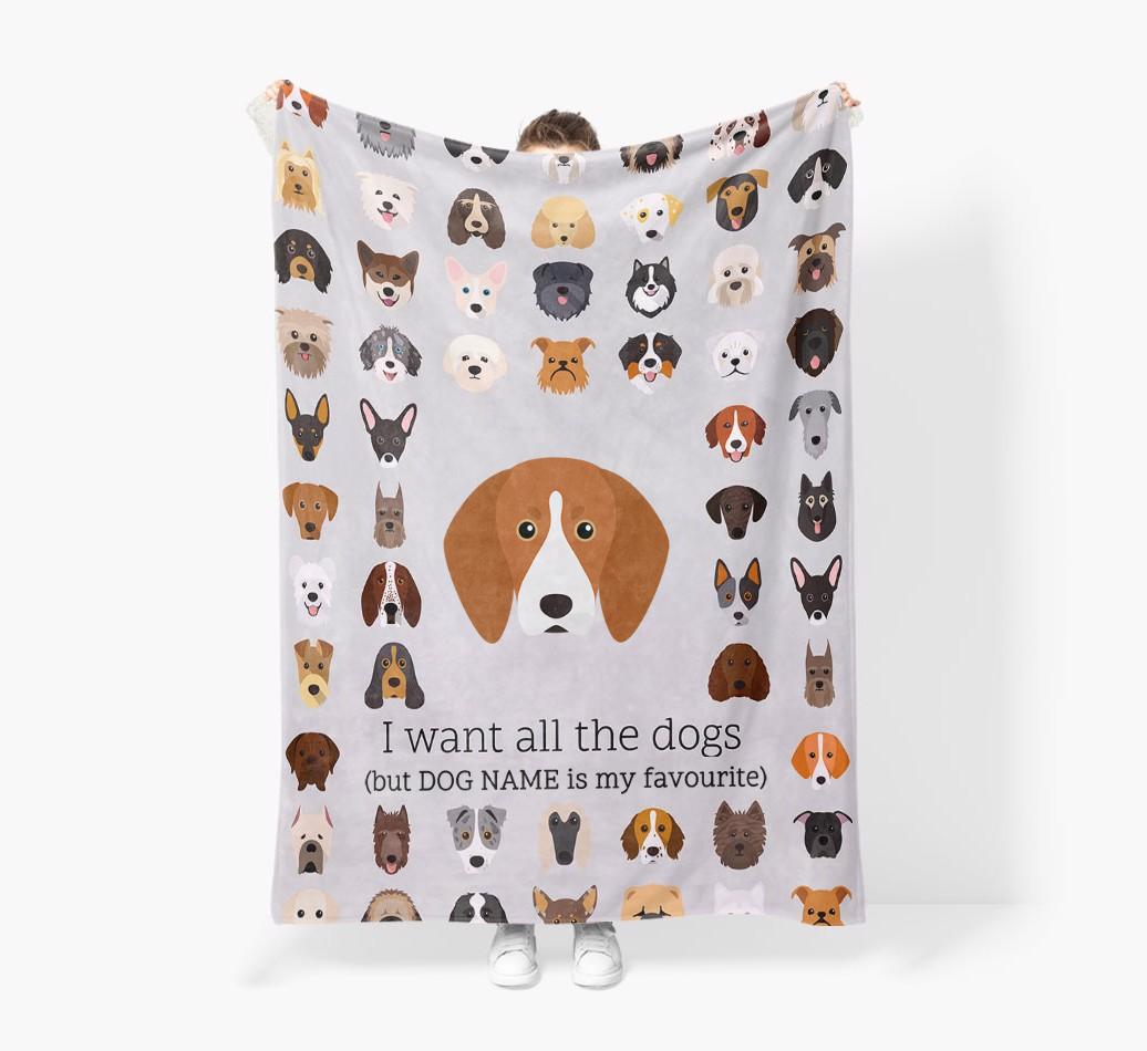 'All The Dogs' - Personalized {breedFullName} Blanket: Premium Sherpa Fleece