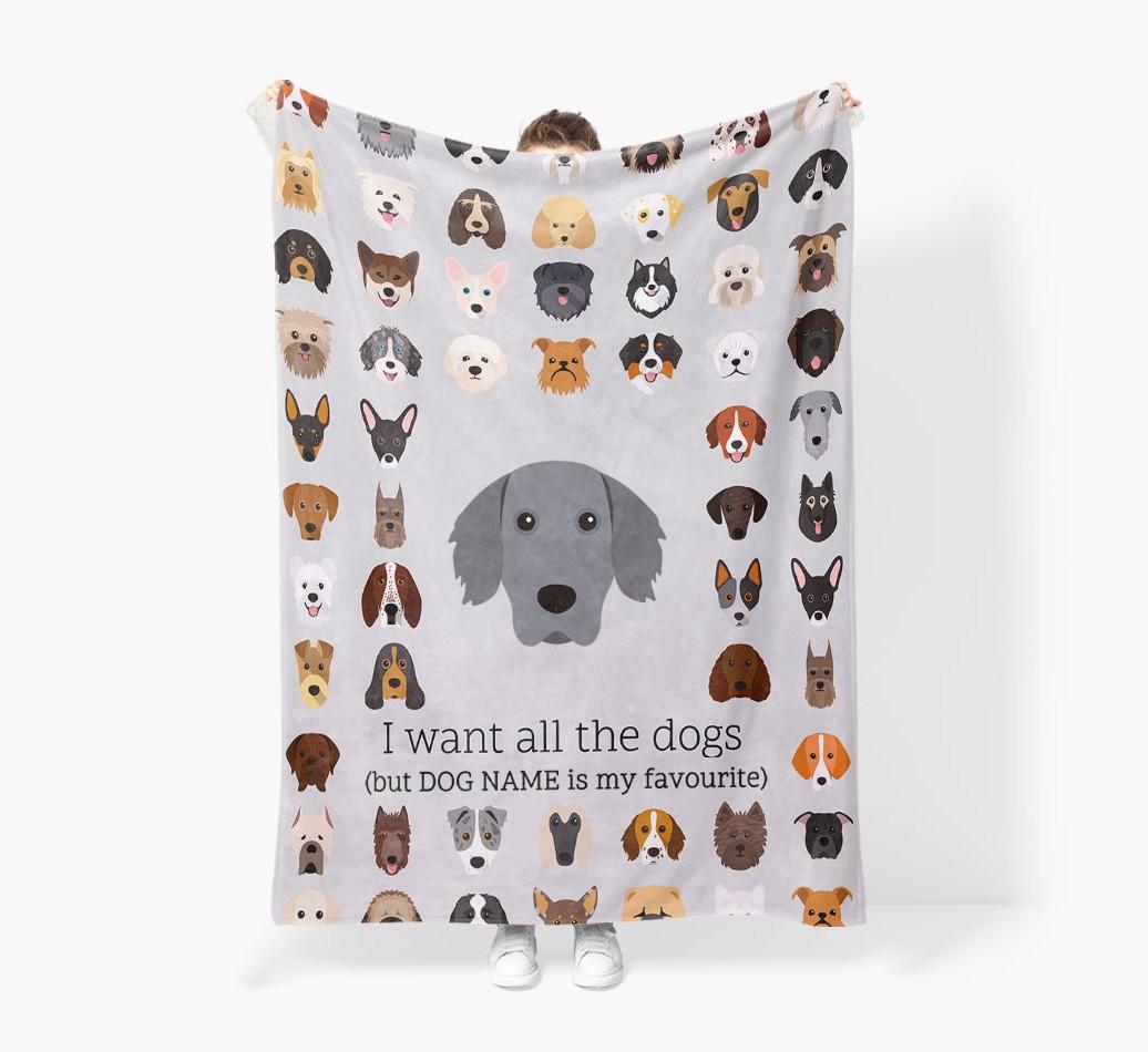 'All The Dogs' - Personalized {breedFullName} Blanket: Premium Sherpa Fleece