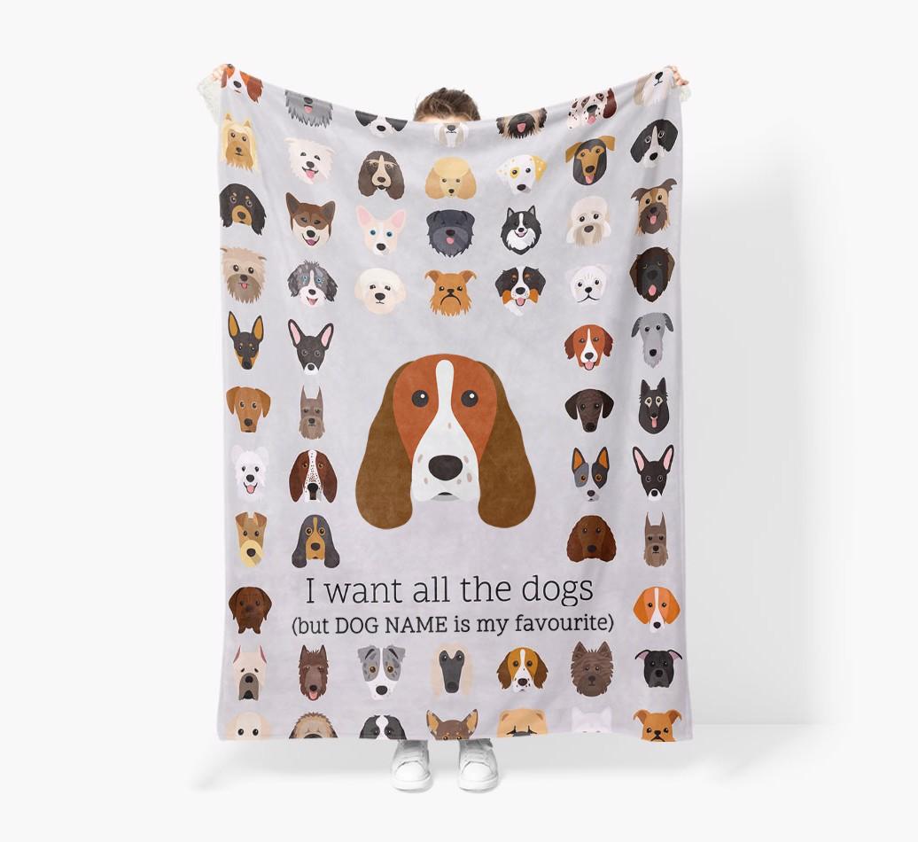 'All The Dogs' - Personalized {breedFullName} Blanket: Premium Sherpa Fleece