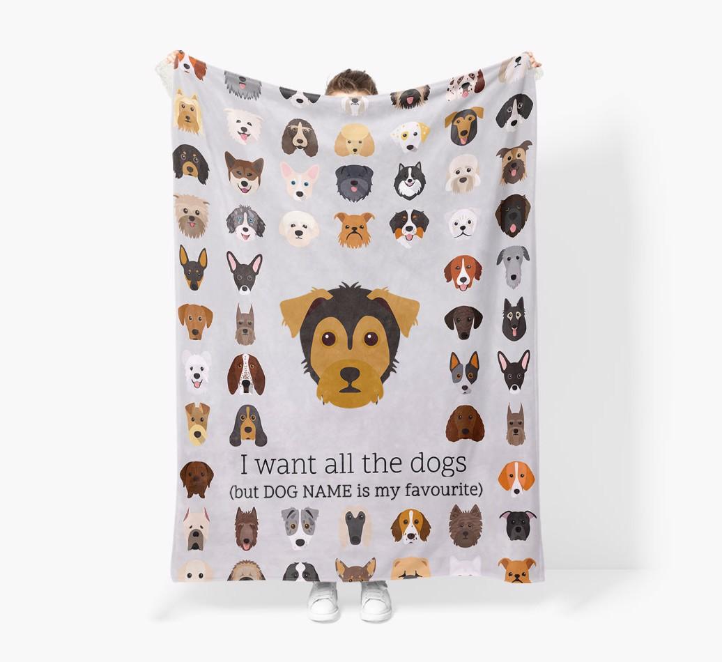 'All The Dogs' - Personalized {breedFullName} Blanket: Premium Sherpa Fleece