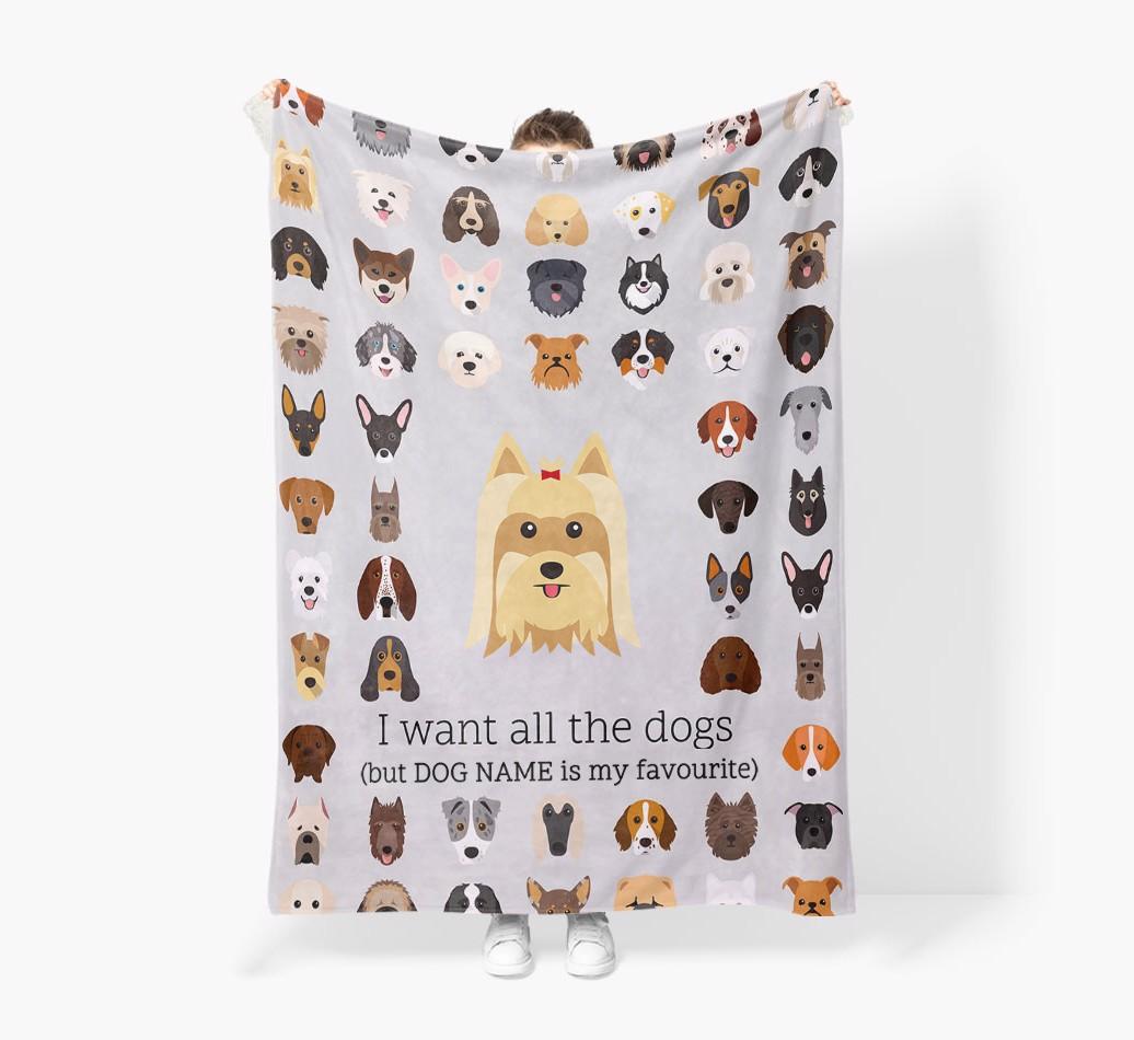 'All The Dogs' - Personalized {breedFullName} Blanket: Premium Sherpa Fleece
