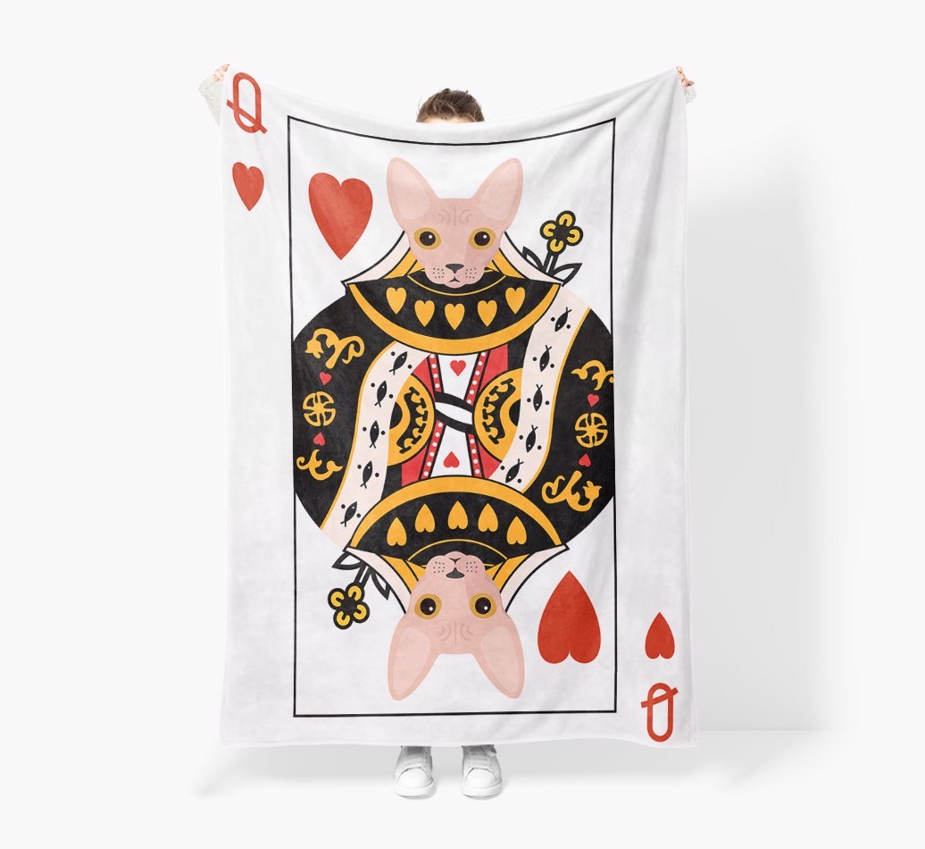 'Queen Of Hearts' - Personalised Sherpa Fleece Blanket with {breedFullName} Yappicon