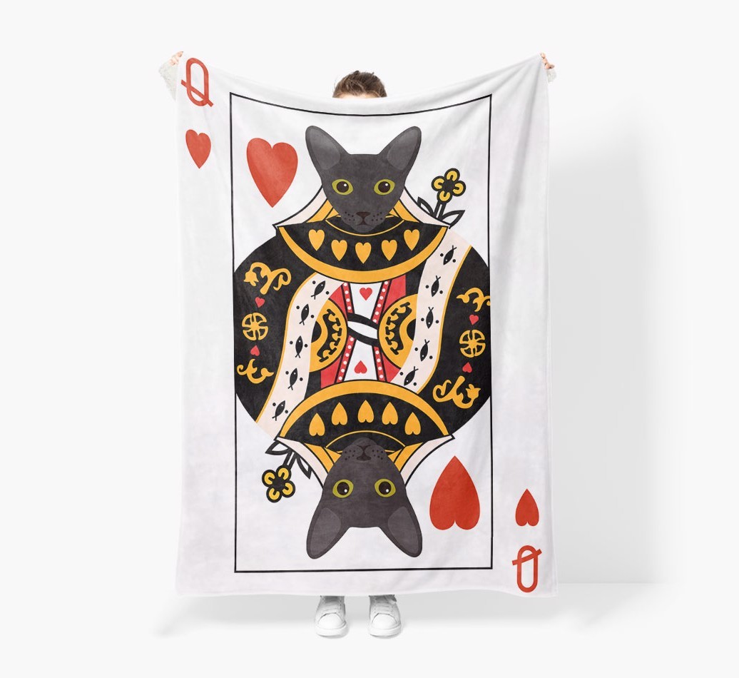 'Queen Of Hearts' - Personalised Sherpa Fleece Blanket with {breedFullName} Yappicon
